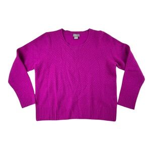 Sweaters & Tops | 100% Cashmere L Magenta V Knit Long Sleeve Luxury Sweater